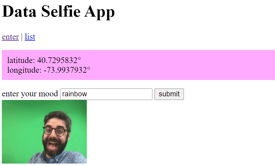 "The Data Selfie App" code example